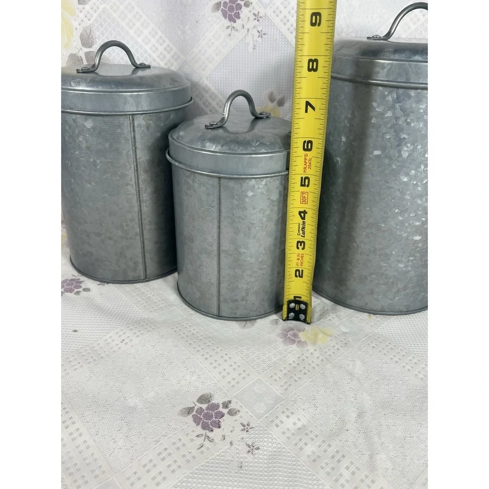 Set of 3 Food Containers with Lids,‎ Rustic Vintage Jars, Country Kitchen